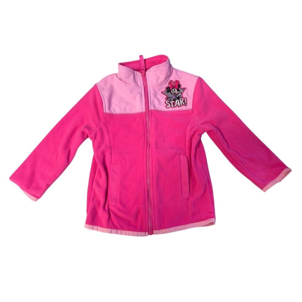 Disney Minnie Mouse Girls Fleece Jacket Full-Zip w/"Star!" Patch  - Size 4
